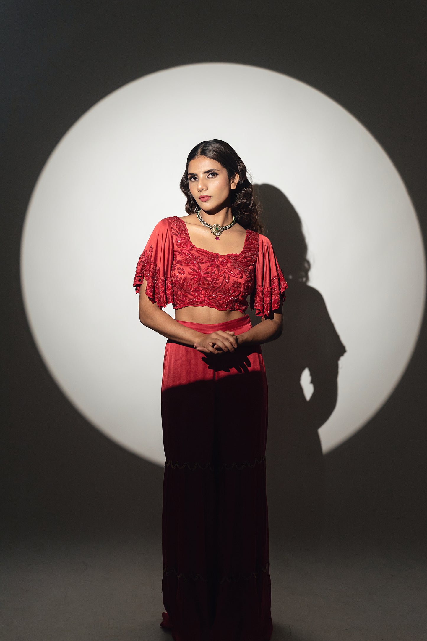 Cherry Red Sharara Set