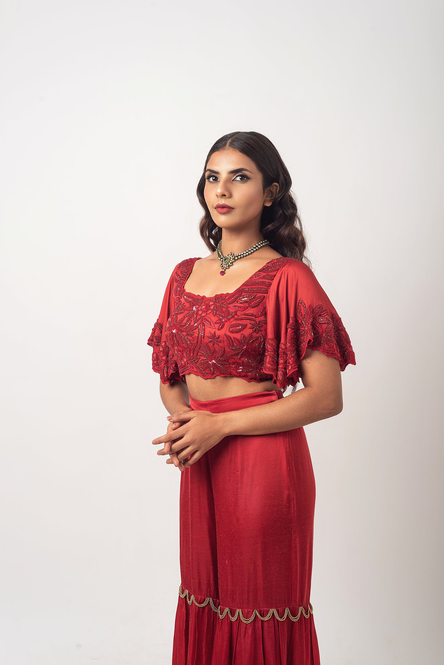 Cherry Red Sharara Set
