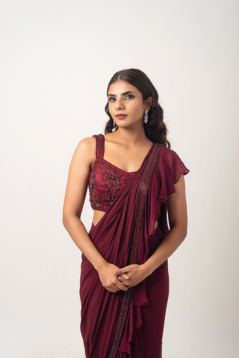 Maroon Allure Drape Set