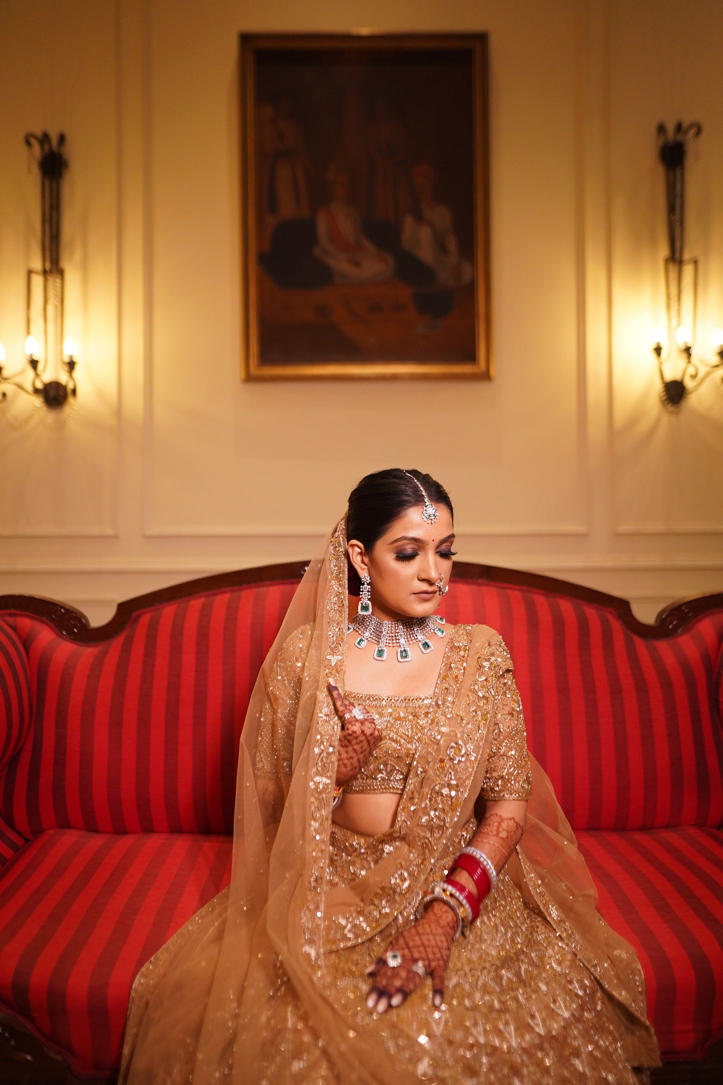 Golden Aura Bridal Lehenga Ensemble