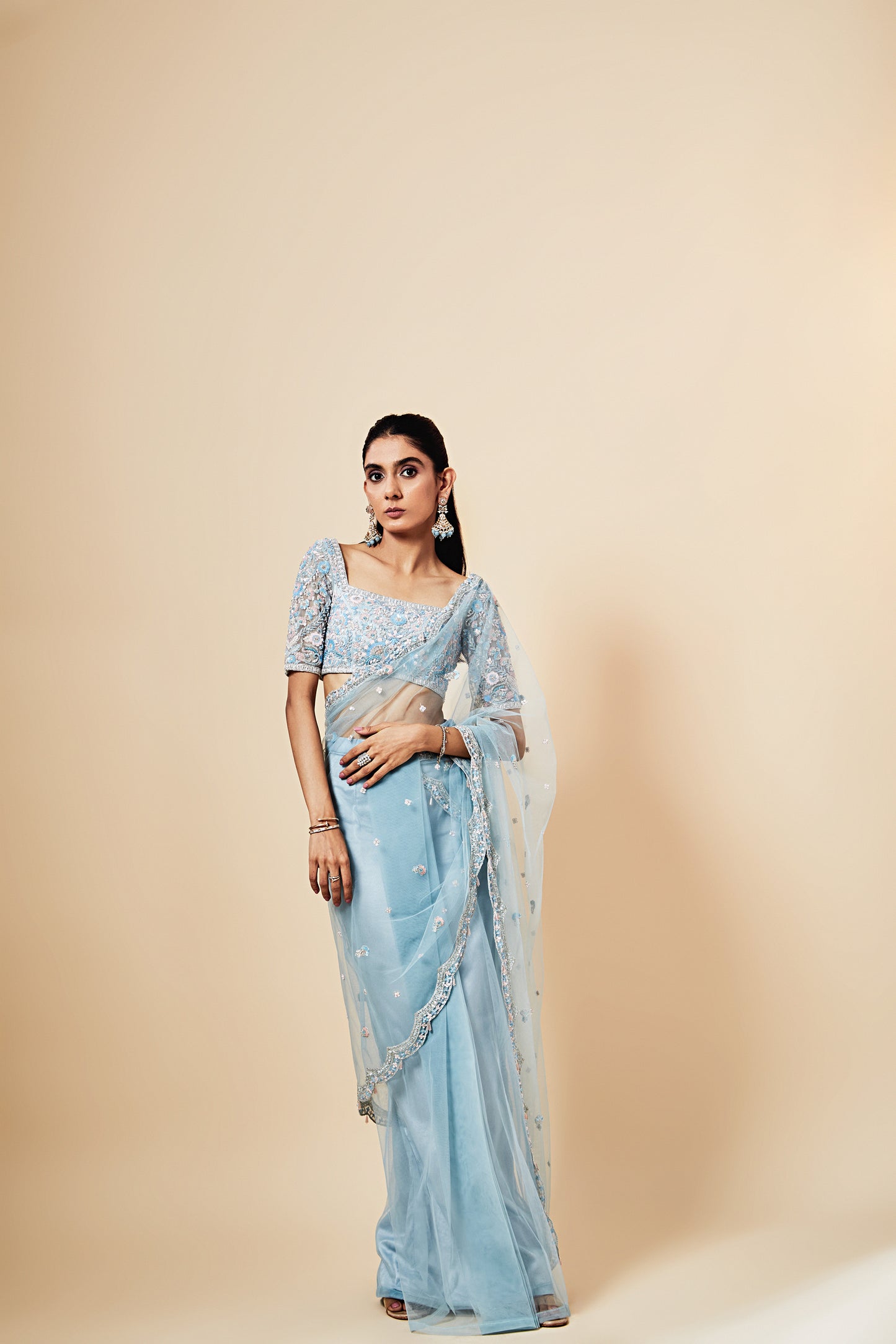 Frosted Bloom Saree Set