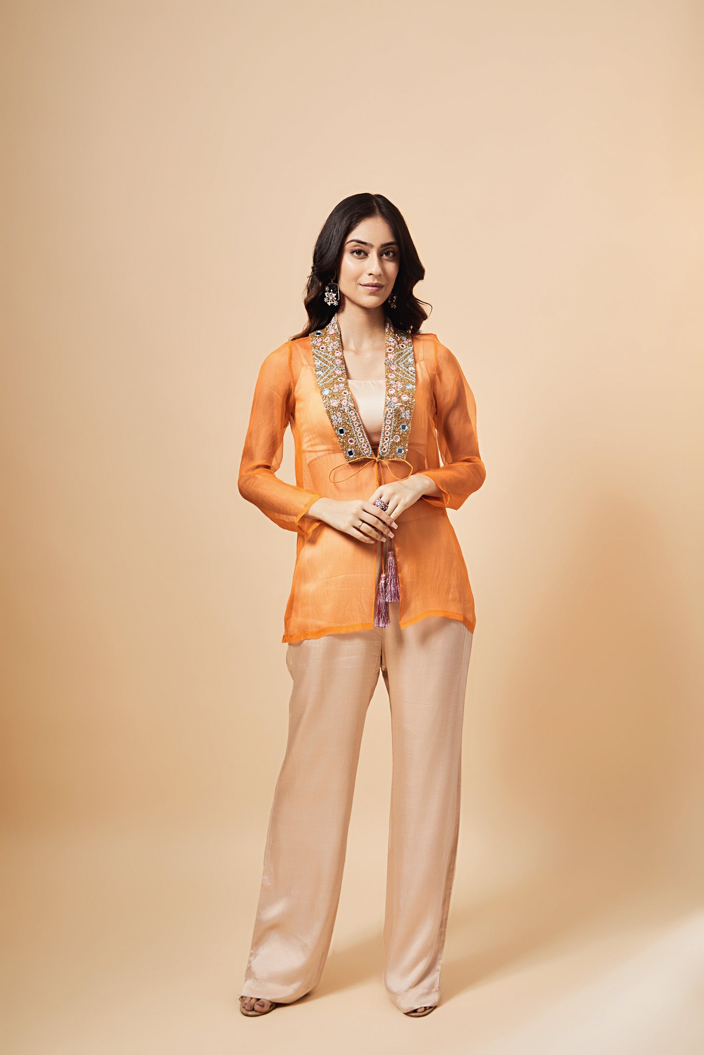 Saffron Organza Jacket Set