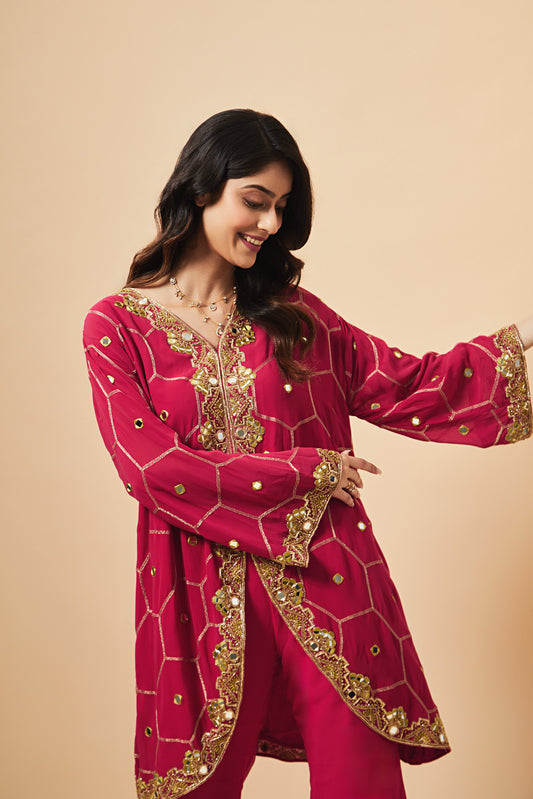 Ruby Embellished Kurta Set