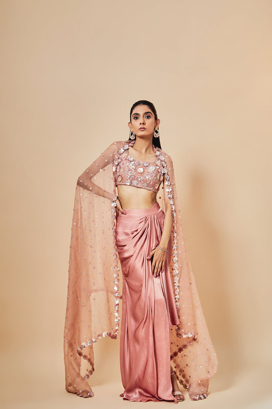 Blush Blossom Draped Ensemble