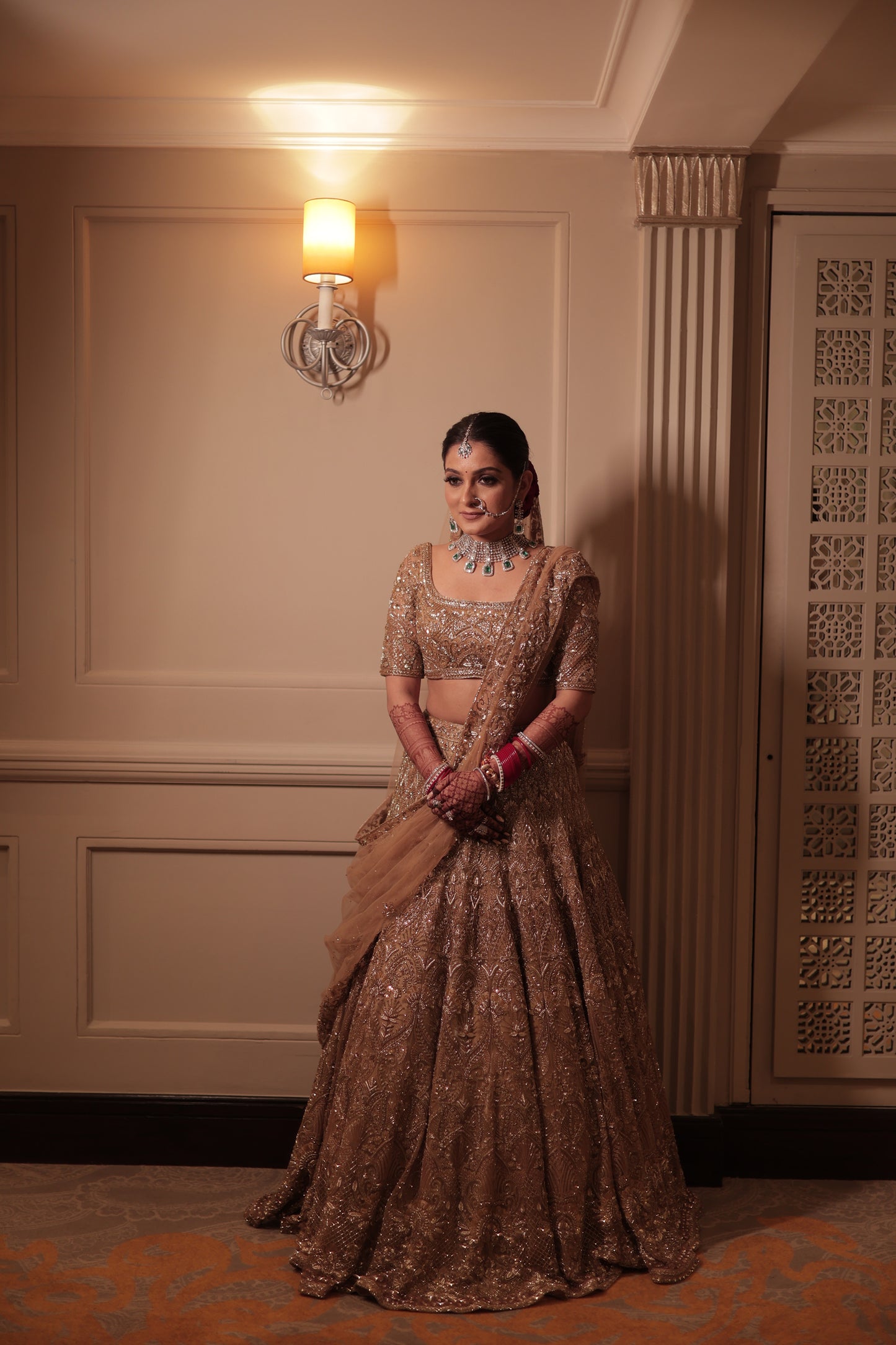 Golden Aura Bridal Lehenga Ensemble