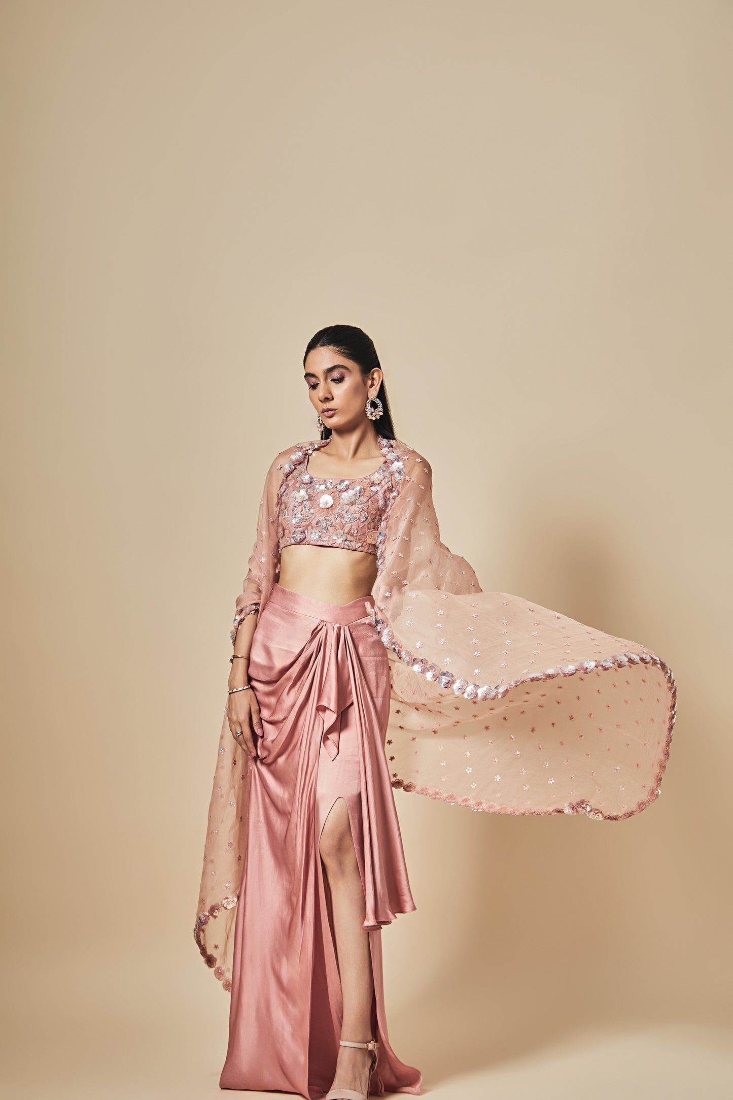 Blush Blossom Draped Ensemble