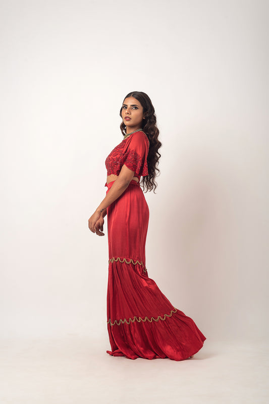 Cherry Red Sharara Set