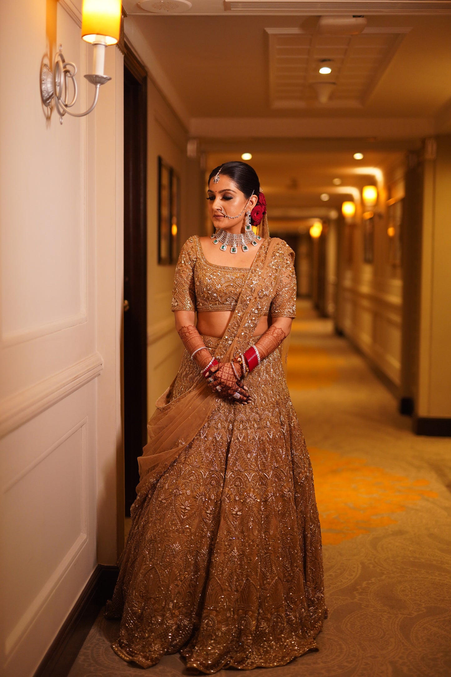 Golden Aura Bridal Lehenga Ensemble