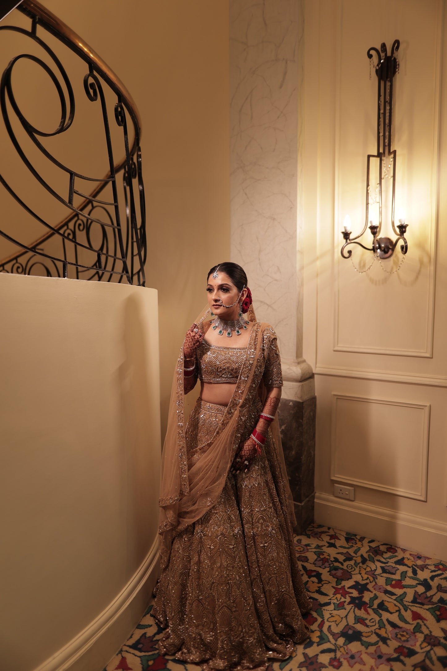 Golden Aura Bridal Lehenga Ensemble