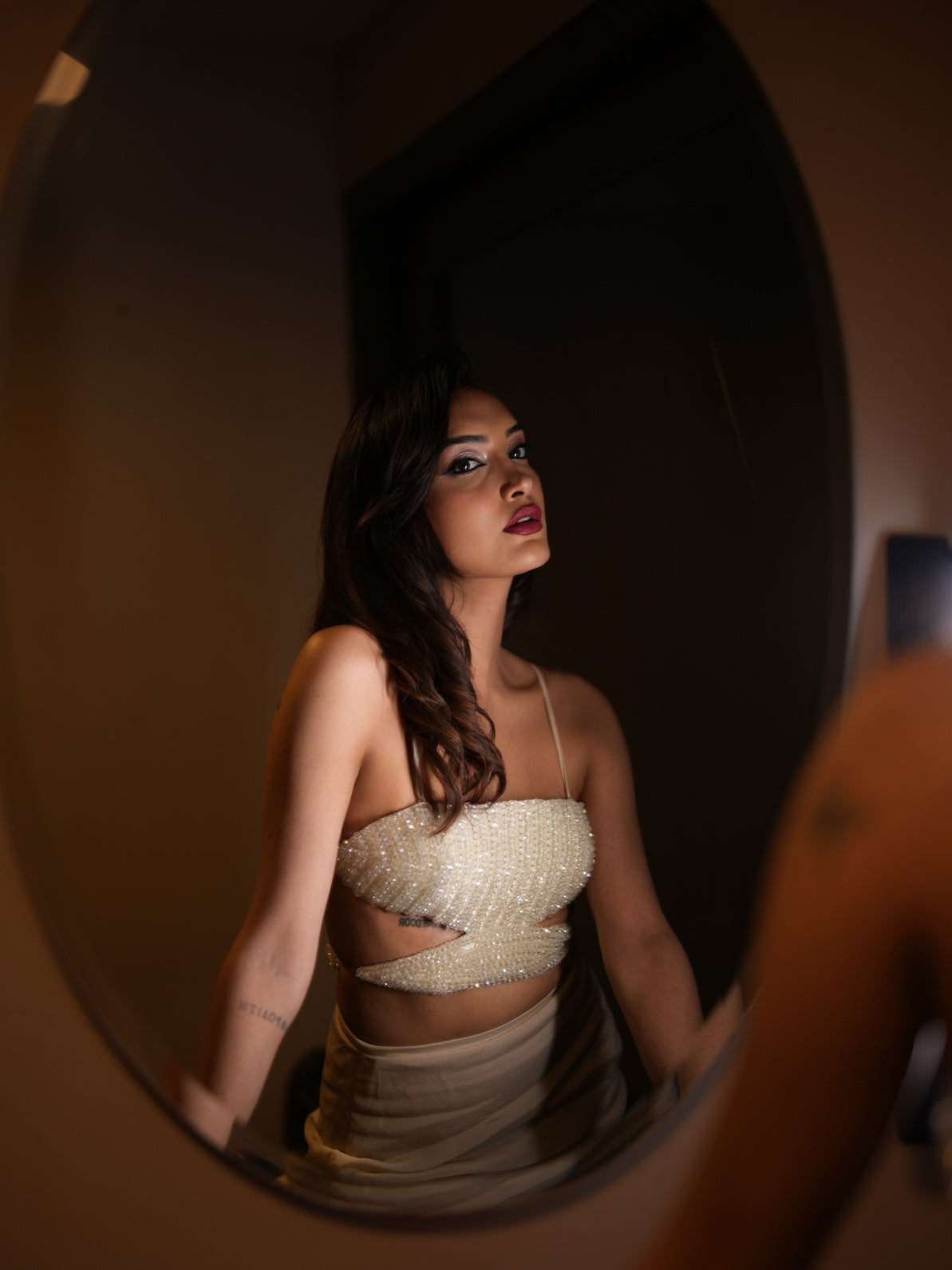 Nude Crystal Skirt Set